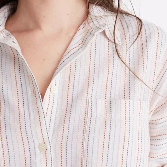 Madewell Courier Stitched Rainbow Striped Shirt, Size M - Picture 3 of 10